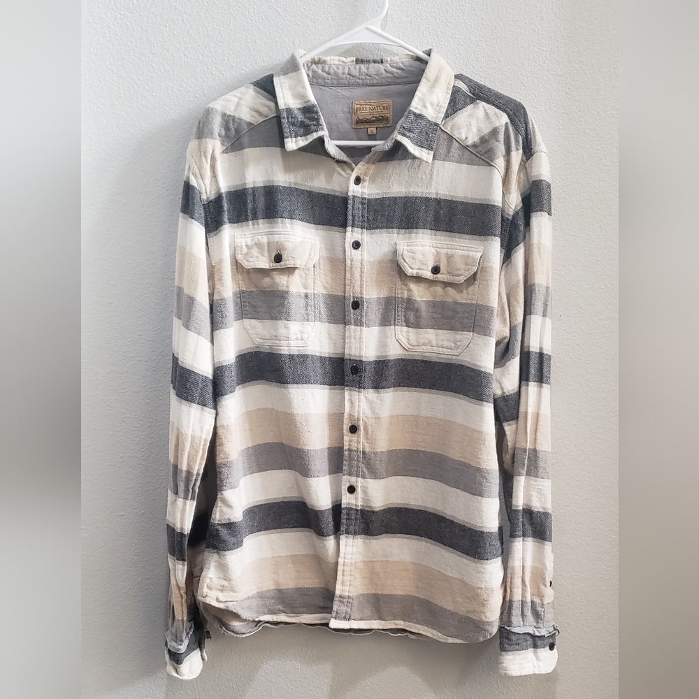Free Nature earth tones flannel button up shirt size XL